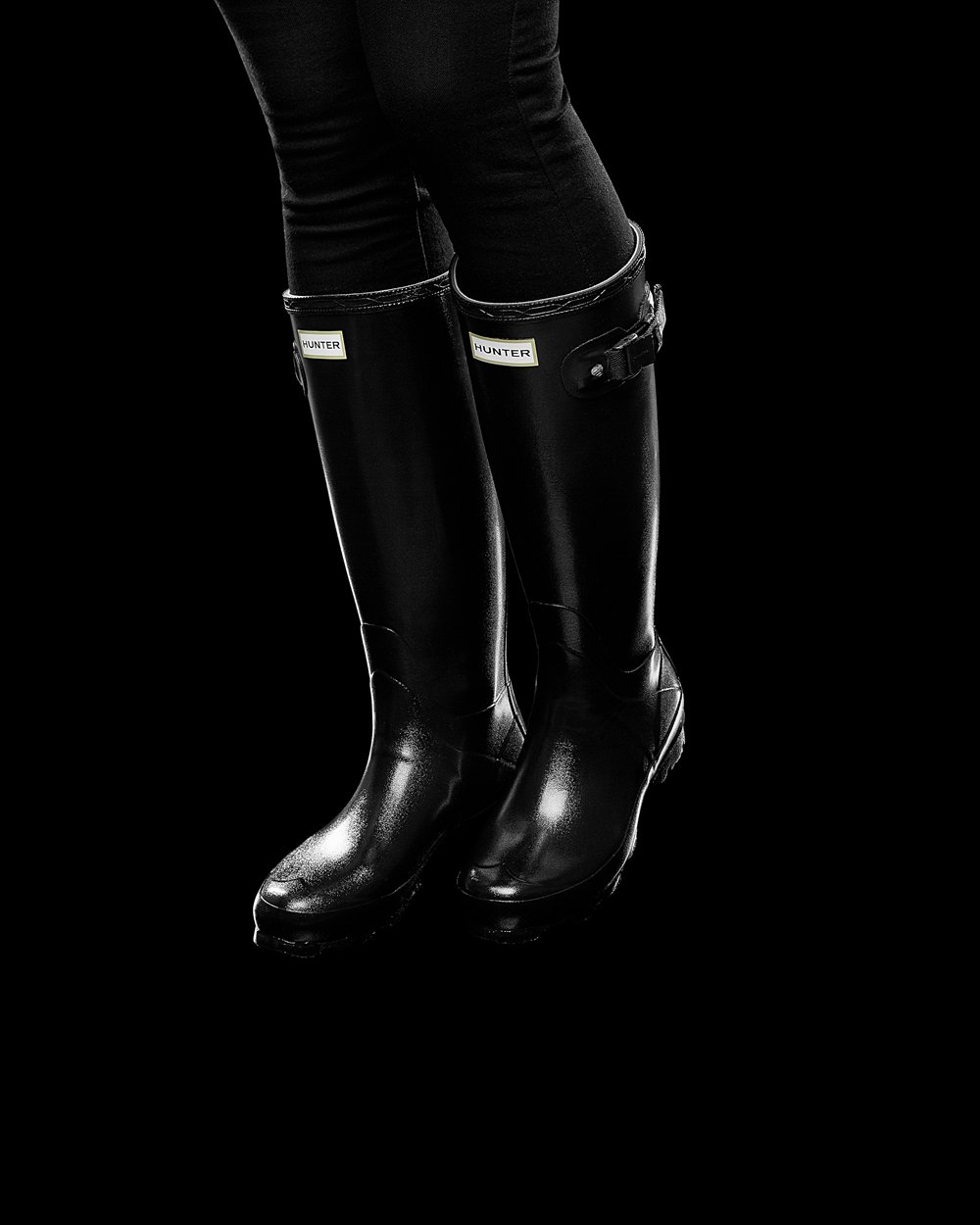 Botas de Lluvia Altas Hunter Mujer - Norris Field Gloss - Negros - KAXQLVS-34